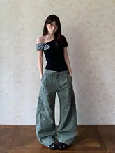アメリカンヴィンテージ風 クロップドワークパンツ【男女兼用・ゆったりストレート・カジュアル】