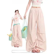 感のあるストライプのワイドレッグパンツ【春夏用・ゆったりデザイン・女性用】（セットアップ対応）