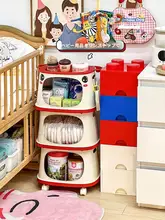 赤ちゃんのお世話に便利！床置きタイプの多層収納キャビネット【おむつ・ミルクボトル・小物収納】（セットアップ対応）