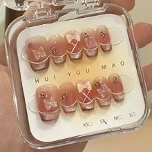 バレリーナスタイルの猫目リボンデザインネイル【華やかなバレエ風】