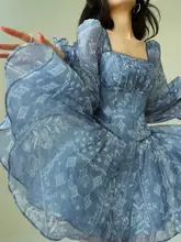 フレンチブルー印花のウエスト絞りマリンリゾートミニワンピース（セットアップ対応）