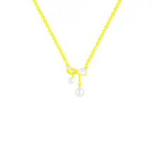 バロックパールネックレス【リボンデザイン・チタン鋼・カラー落ちない】