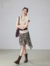 半袖Tシャツ レディース ドレープネック フレンチ風 韓流 ウエストマーク 着痩せ きれいめ 上品 春 秋