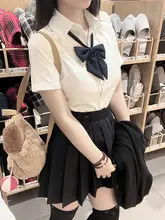 夏用 スリムフィットショートスリーブシャツ【女子JK制服風・ホワイト・カジュアル】