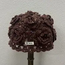 ニットキャップ レディース 手編み スパンコール 透かし編み 花柄 エスニック 薄手 被り込み 着回し 夏