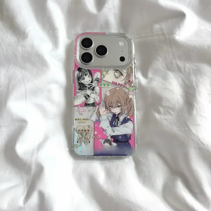 二次元漫画デザインのツインテール女の子スマホケース【iPhone対応】