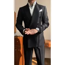 龍柄ジャガード仕立ての紳士用ダブルブレストスーツジャケット【六つボタン・春向け】