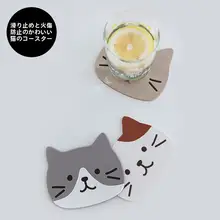 かわいい猫のデザインPVCコースター【耐熱・滑り止め・テーブル用】
