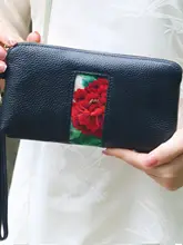 レトロ牛革クラッチ財布【民族風・携帯電話用・和式宴会・旅行用】