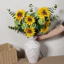 造花 ひまわり 花束 黄緑 リアルタッチ シルクフラワー 上品 爽やか インテリア ウィンドウディスプレイ