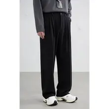 高級感のあるフィットのウール混合ワイドパンツ【春用・メンズ・スーツスタイル対応】