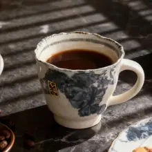 日本製 レトロ風 手作りコーヒーカップ【カップルに最適・陶製・午後のお茶用】
