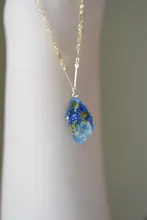 ネックレス ジュエルモチーフ UVレジン アジサイ 押し花 14KGF 水洗い可能 「miraflora」