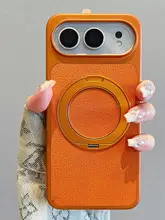 高級感あふれる紫色ライチ皮風スマートフォンケース【全包タイプ・360度回転スタンド・防摔対応・カップル用】