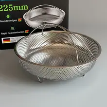 食品用ステンレス製 多機能蒸し料理トレイ【防火ハンドル・三角スタンド付き】（セットアップ対応）