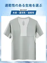 男性用ランニング半袖Tシャツ【速乾・通気性・薄手・夏用・トレーニングウェア】