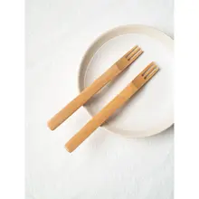 ミニフォーク デザートフォーク 三又フォーク 天然木 フルーツフォーク 月餅フォーク 子供用