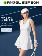 速乾性テニススカートワンピース【Vネック・女性用・バドミントン・ヨガ対応】（セットアップ対応）
