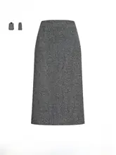 ウール混 Hラインスリット入りスカート【エレガントデザイン】