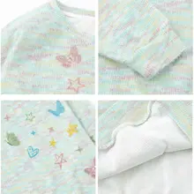 蝶柄の片肩デザインカラフルニット長袖Tシャツ【女性用・薄手・カジュアル】