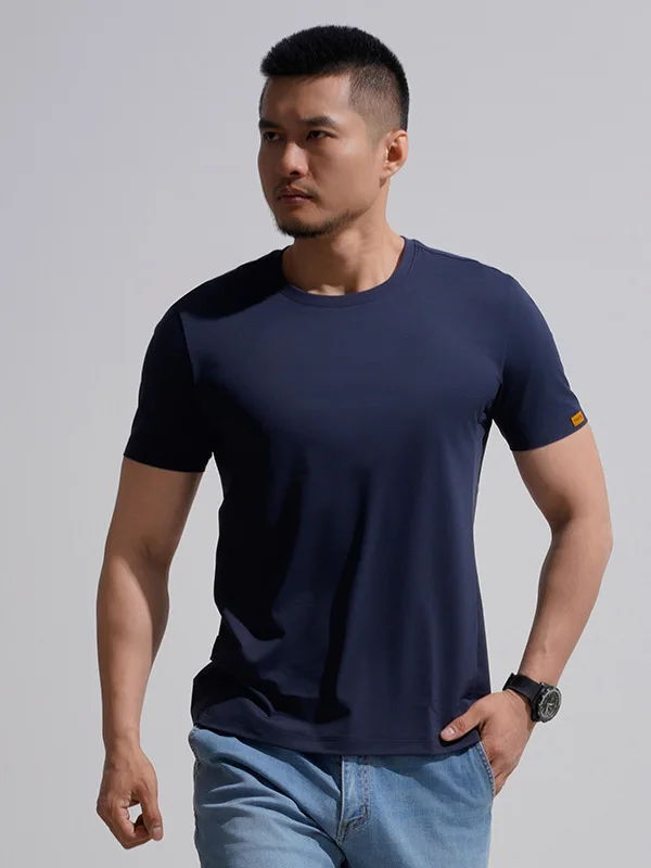 涼感丸首短袖Tシャツ【無地・極上の柔らかさ・快適】（セットアップ対応）