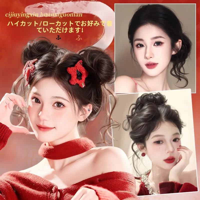 高くてふわふわな龍髪のバンズ風フリルヘアピース：くせ毛毛量多い女性に最適なヘアアクセ