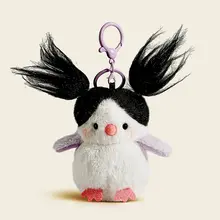 愛らしいモフモフの小鳥のバッグチャーム【毛並みのぬいぐるみ・キーチェーン・ユニークなデザイン】