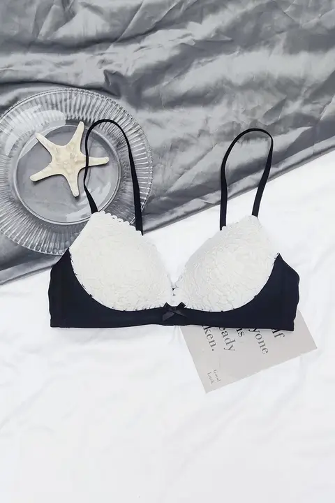 2点セット レディース ブラジャー レース フレンチ風 三角カップ ノンワイヤー 薄手 セクシー 夏 ホワイト