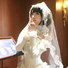 白色レースのウェディングヴェール【ゴシックスタイル・ロリータ・ハロウィンコスプレ用】