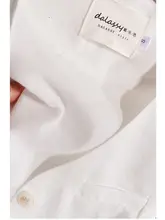 白色のマスタードベスト【夏用・薄手・リネン製・ルーズパンツ・通気性】（セットアップ対応）