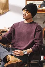 竹節模様の純綿ロングスリーブTシャツ【春用・多巴胺パープル・ゆったりシンプル】（セットアップ対応）