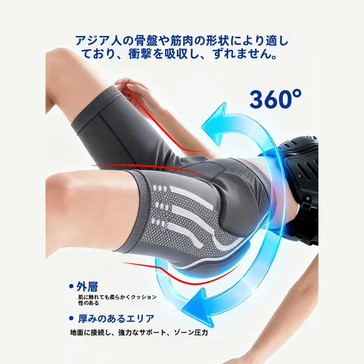滑雪用臀部保護具と膝用サポーター【プロフェッショナルスポーツ用・内穿き対応】（セットアップ対応）