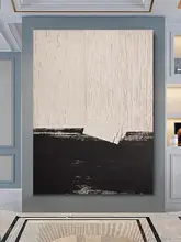 MS手描き油絵【モノクロミニマル抽象アート・リビングと玄関の装飾用】