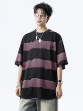 カジュアルなデザイン！アメリカンストライプ 半袖Tシャツ【ユニセックス・綿100%・ゆったりフィット】