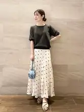 高ウエストドット柄シフォンフィッシュテールスカート【カジュアル・スタイル】
