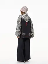 BLACKBB ジャケット【カモフラージュパッチワーク・グラフィティデザイン・レディース・ルーズフィット・フード付き】