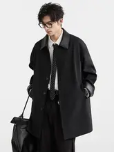 シンプルで洗練されたデザイン！マウンテンコート【春秋用・PUレザー・中長丈・韓国風】（セットアップ対応）