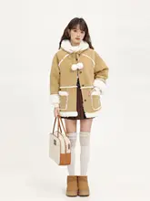 XinmonLee 厚手フード付きコート【冬用・レイヤードデザイン・ルーズフィット・ミディ丈】
