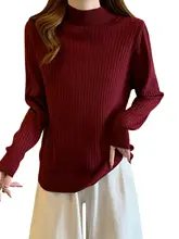 女性用 ハイネックリブニットセーター【秋冬・カジュアル・隠れる腹部】