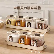 防塵・防湿機能付き！分譲デザインの調味料ボックス【スプーン付き・古風スタイル】