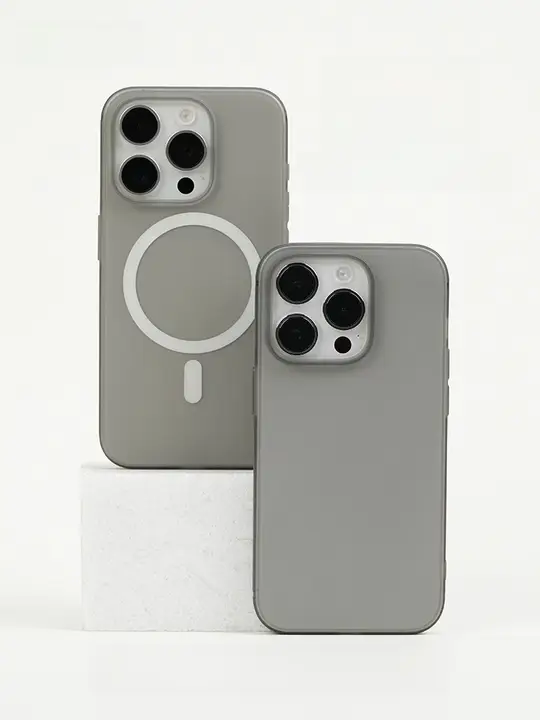 Magsafe対応iPhone15用マットソフトケース【13/14/15 Pro・薄型・シリコン・全包型】
