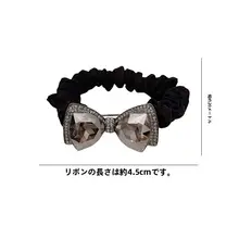 リボン付きダイヤモンド装飾ヘアゴム【高弾力・おしゃれなポニーテール用】