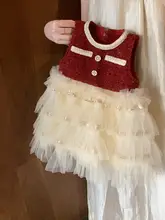フォーマルワンピース キッズ ガールズ ツイード風 裏起毛 お正月 迎春