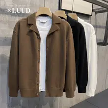 シンプルなデザイン！無地ニットカーディガン【冬用・スリムフィット・保温性】