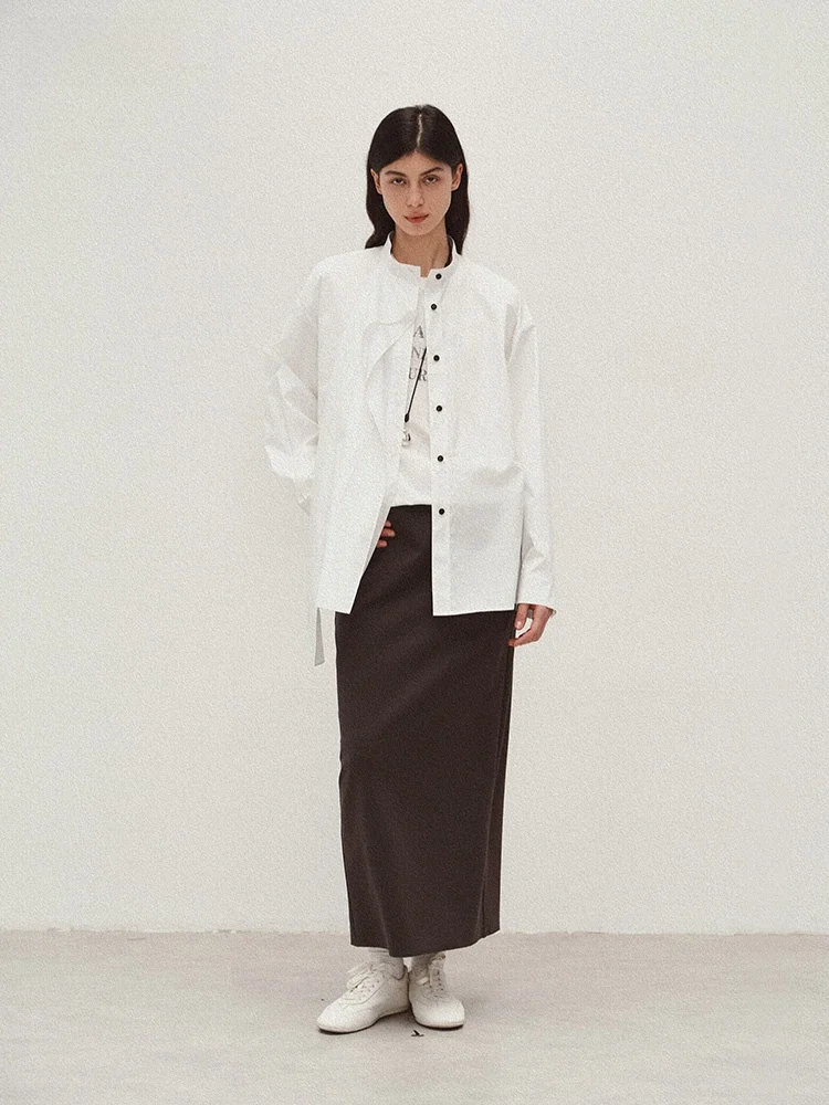 春用 バックスリットデザインのストレートミディスカート バックスリット ストレートスカート ブラウン ブラック 大人可愛い