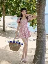 水玉柄 親子用水着【母娘お揃い・ワンピーススタイル・体型カバー・ショートパンツ・リゾート用】