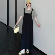 感あふれる！おしゃれなレイヤード風ショートスリーブワンピース【マタニティ対応・快適なロングドレス】（セットアップ対応）
