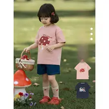 可愛いカートンデザインの女児用夏用ショートスリーブTシャツ【抗菌・高弾力・クール感】