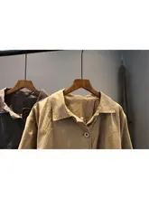 秋用快適コットン素材 無地で合わせやすい麻風のゆったりジャケット【ダブルレイヤー・通勤用・カ ーディガン】