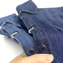 厚手ワークスタイルデニムシャツ【秋用・ルーズフィット・バイカー風】